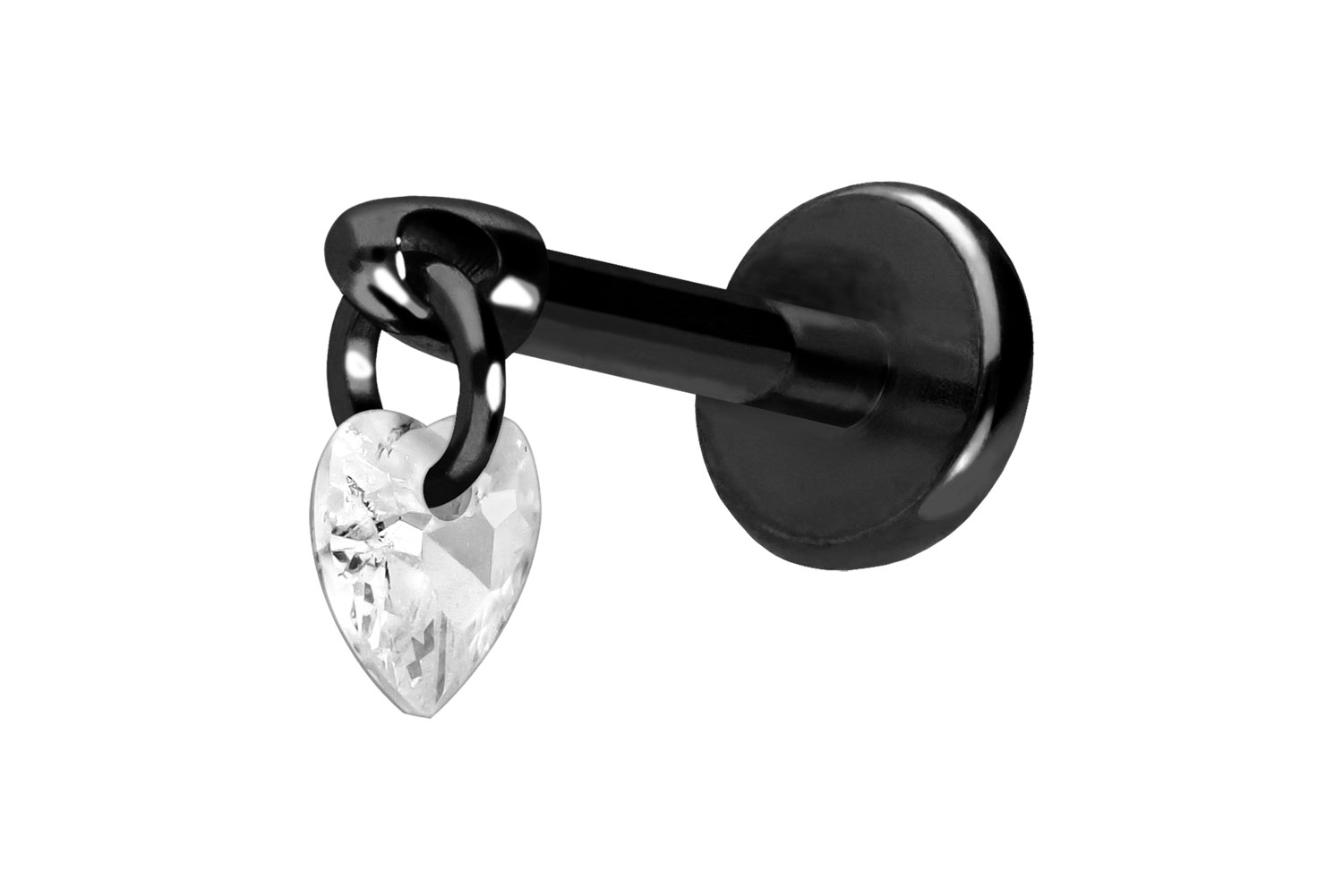 Titan Labret Piercing mit Push Fit KRISTALLHERZ